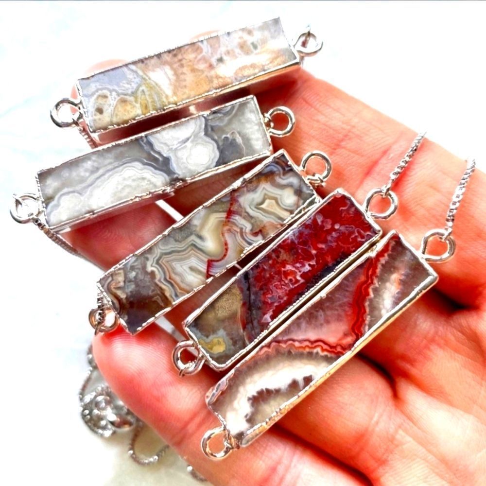 ⭐ Mexican Agate Silver Crystal Bracelet (GORGEOUS) - Picture 2 of 8